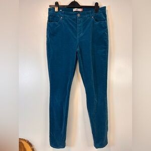 CABi High Rise Skinny Corduroy Jeans Teal Blue Women’s 30 inch inseam Size 12
